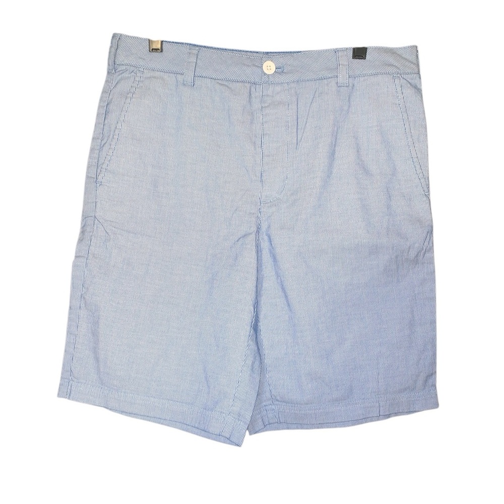 Mens IZOD Golf 9.5” Blue And White Pinstriped Shorts Size‎ 33